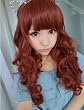 2013 New Fashion Barbie Doll Style Kanekalon Long Wavy Heat Resistant Hair Wig Wine Red MJ75