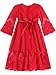 Bonny Billy Girl's Classy Embroidery Lace Maxi Flower Girl Dress 4-5 Yrs Red
