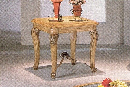 Neo Classic Antique Bone Finish Wood End Table 