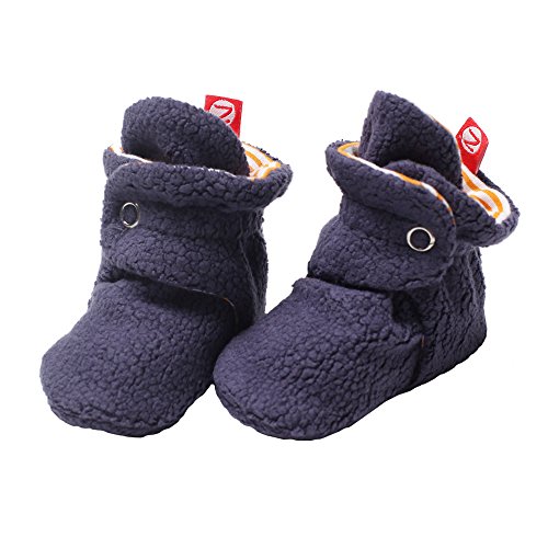 Zutano Cozie Fleece Baby Booties Girls Boys Unisex- Navy Blue / Orange- 6M
