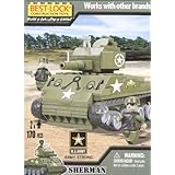 Best-lock U.S. Army Sherman Tank with 2 Figures * Constuction Toy