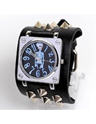 Punk Gothic Ladies Women Men Gens Genuine Leather Wrist Watch