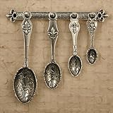 IMAGE OF Crosby & Taylor (Tin Woodsman Pewter) Measuring Spoon Set with Pewter Display Strip, Fleur de Lys (MS12PS)