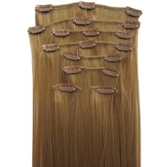 Clip In Extensions 100% Kanekalon Haarverl�ngerungsset 50 cm Farbe #18 naturblond