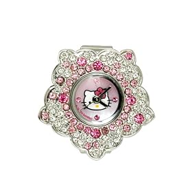 Hello Kitty Pink and White Stone Flower Watch Ring