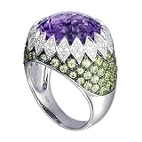 18K White Gold Amethyst, Peridot and Diamond Ring (11.65ctw)