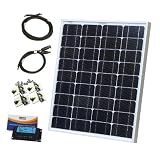 from Photonic Universe 40W 12V solar panel kit with 10A charge controller, brackets and cables - complete kit for your camper, boat or any 12V system (Model PU-40M-KIT)