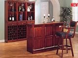 Folding Bar Wine Rack Cherry Oak Finish Brushed Metal