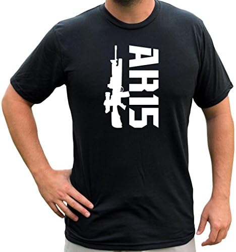 American Eco Apparel AR15 Weapon Gun Tee US Sniper Military Navy Seal Shirt Large Black/White
