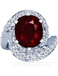 14K White Gold Cushion Cut Ruby Fana Designer Ring (GIA Certificate)