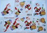 A4 3D step by step Le Suh decoupage sheet - Santa Claus, Father Christmas and gifts