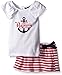 Nautica Girls' Graphic Knit Top with Yarn Dye Stripe Origami Skort Set