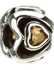 Authentic Chamilia Silver Lt Brown CZ Mothers Heart Charm - Retired