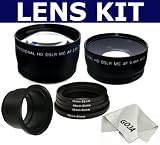 58MM 2.5X High Definition Telephoto + 0.45X Wide Angle + Rings Set(46, 49, 52, 55MM)+ Deluxe Lens Tube Adapter for Canon G9 G7 + 1 Ultra Fine Microfiber Cleaning Cloth GOJA Logo