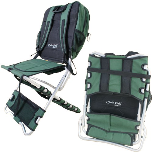 Chair-Pak The Incredible Backpack Chair! (lightweight 6.5lbs, very compact, strong) (Dark Green/Black w/ Silver Frame)