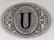 MONOGRAM LETTER "U" ENAMEL BELT BUCKLE
