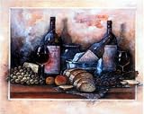 Wine Delight I (Wine, Grapes, Bread) Art Poster Print - 16 X 20