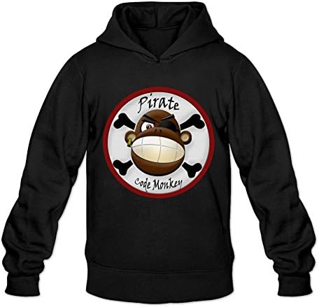 WAWPU Men's Smiling Pirate Monkey Pullover Hoodie sizekey Black