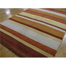 6x10 Orange Hand Knotted Wool Gabbeh Rug
