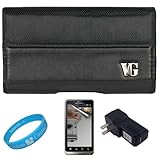 Black Portola Executive Leather Holster Carrying Case with Fixed Belt-Clip  ....