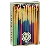 Eco-Friendly Hand Dipped Multicolored Beeswax Chanukah Hanukkah Candles / 45 Candles per Box