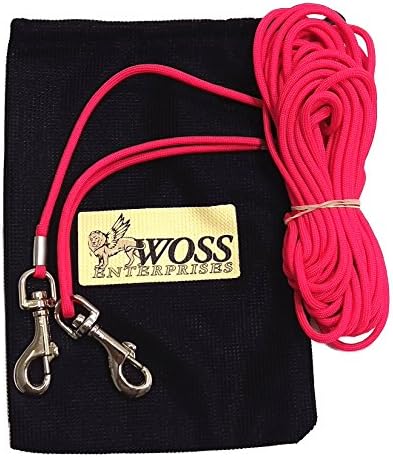 Leashinabag Lightweight 30 Ft. Red Paracord Pet Tie-Out with Handle Loop. For Dogs up to 35 Pounds. 100% USA Made.