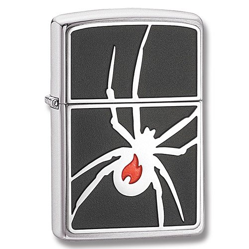 Zippo Arachno-Flame Silver Emblem- Brushed Chrome Lighter
