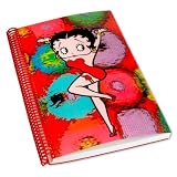 Betty Boop Lenticular 6x9 Ultra Spacious Plastic Spiral-Bound Notebook, (Blank), 3D Futuristic Spheres Image, Rainbow