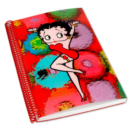 Betty Boop Lenticular 6x9 Ultra Spacious Plastic Spiral-Bound Notebook, (Blank), 3D Futuristic Spheres Image, Rainbow