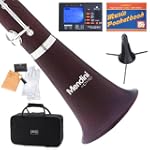 Mendini MCT-30 B Flat Intermediate Rosewood Clarinet w/ Case, Tuner, Stand, Mouthpiece, Box of 10 Reeds, Cork Grease, & a Pair of Gloves