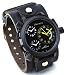 Nemesis #LHST080KY Men's Signature Collection Triple Time Zone Oversized Wide Leather Cuff Band Watch