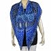 Boutique indienne - Echarpe carrée bleue en crêpe de soie 109 x 109 cm