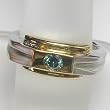 14K Two-Tone Gold Blue Diamond Man's Ring
