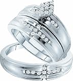 Men's Ladies 14k White Gold .36 Ct Round Cut Diamond His Her Wedding Engagement Bridal Ring Set