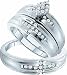 Men's Ladies 14k White Gold .36 Ct Round Cut Diamond His Her Wedding Engagement Bridal Ring Set (ladies size 7, men size 10)