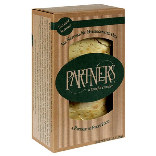Partners Flatbread Style Crackers, Toasted Sesame, 5.8-Ounce Boxes (Pack of 6) by Partners
