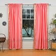 Peach Pink 84-inch Rod Pocket Sheer Sari Curtain Panel (India) - Pair