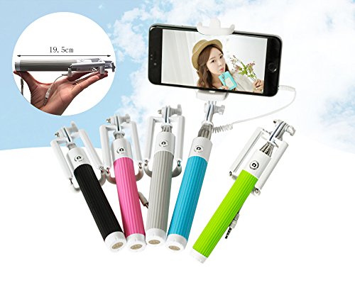 OKCSCÂ® New Fully Compatible Foldable Pocket Size Mini Selfie Stick Extendable Handheld Monopod Self Portrait Pole for IPhone IOS Android Smart Phone iPhone 6 6 Plus 5s 5c 5 4s 4 Samsung Galaxy S3 S4 S5 S6 Note 2 Note 3(Gray)