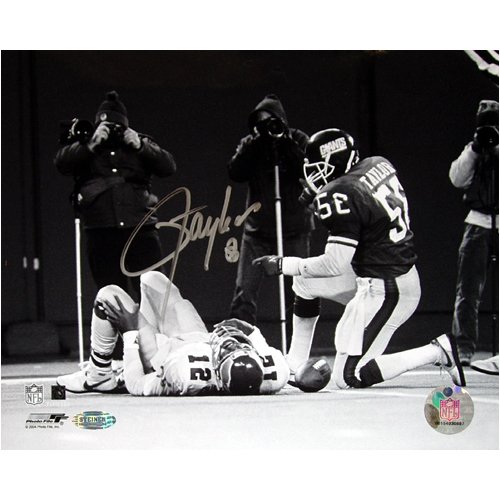 Lawrence Taylor New York Giants - Over Cunningham - 8x10 Autographed Black and White Photograph