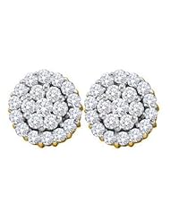 1.5 cttw 14k Yellow Gold Diamond Flower Stud Earrings (Real Diamonds: 1.5 cttw)