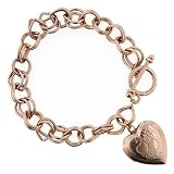 Tiffany-Style Vintage-Inspired Heart Toggle Charm Bracelet