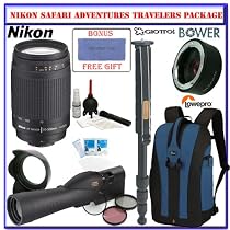 Wildlife Safari Adventure Package Features a Powerful Nikon 70-300mm f/4-5.6G AF Nikkor Camera Lens + Bonus! Pentax PF-63 Zoom Spotting Scope