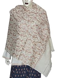 Stoles Wool with Full Embroidery Womens Wraps India 80 x 27 inches