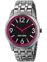 Nine West Womens NW/1579PKGN Bright Pink Accented Dial Gunmetal Bracelet Watch