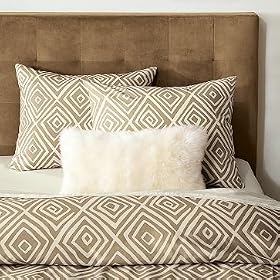 west elm Organic Village Diamond Duvet Cover, Full/Queen, British Khaki/Ivory west elm Organic Village Diamond Duvet Cover, Full/Queen, British Khaki/Ivory