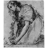 Professionally Framed Jacopo Confortini (Kneeling Mary Magdalene) Art Poster Print - 11x17 with RichAndFramous Black Wood Frame