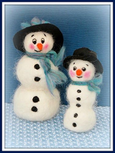 Sparkles and Nippy An Adorable Pair Of Needle Felted Snowmen OOAK Art Dolls