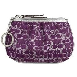 Coach Signature Lurex Mini Skinny Coin Case Bag 42035 Plum