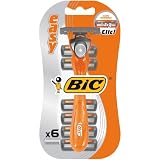 BiC Easy Mens Triple Blade Disposable Shaver System Blister of 1 Handle with 6 Free Cartridges Included