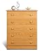 Casual Bedroom 5 Drawer Chest In Oak Finish